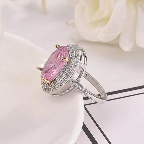 NEW Silver Romantic Pink Diamond Ring - Picture 6 of 6